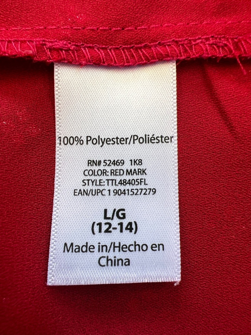 Time and Tru Red Tie-Neck Long-Sleeve Blouse with Gold Dot Print - Picture 3 of 13
